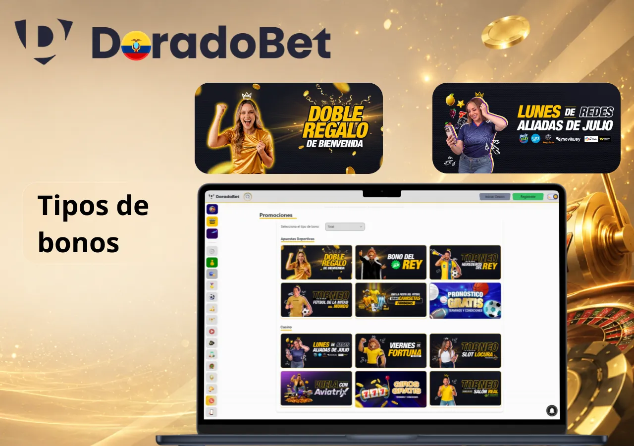 tipos de bonos y promociones doradobet
